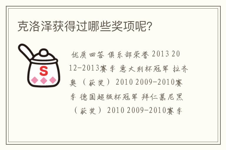 克洛泽获得过哪些奖项呢?
