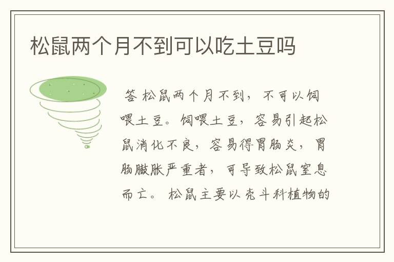松鼠两个月不到可以吃土豆吗