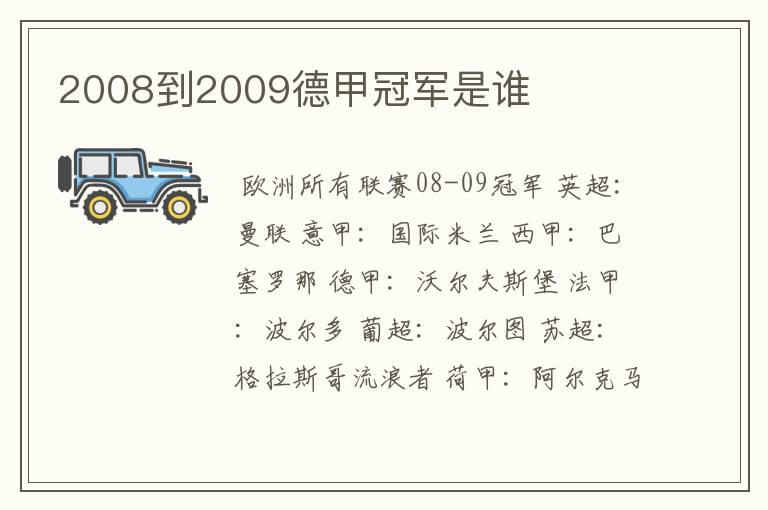 2008到2009德甲冠军是谁