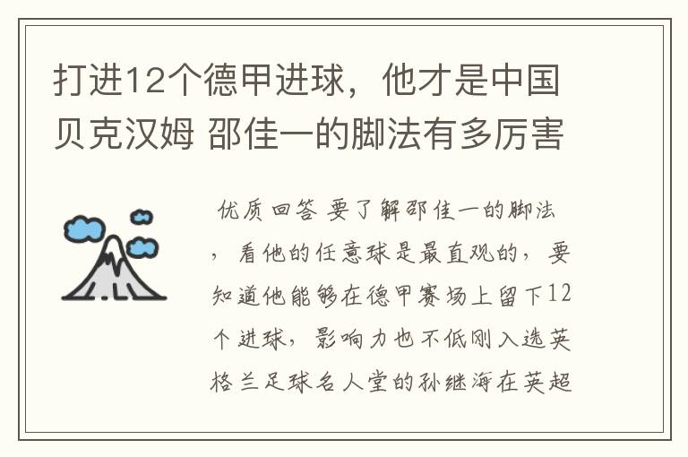 打进12个德甲进球,他才是中国贝克汉姆 邵佳一的脚法有多厉害