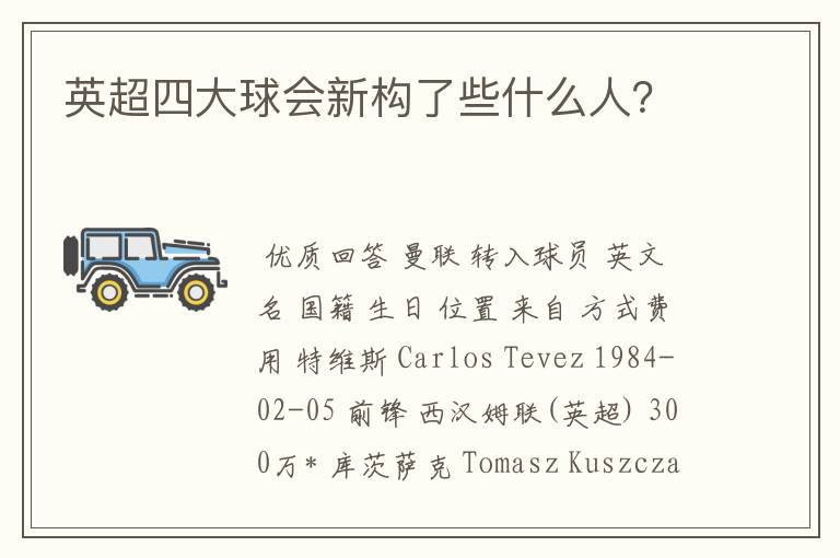 英超四大球会新构了些什么人?