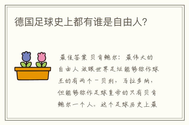 德国足球史上都有谁是自由人?