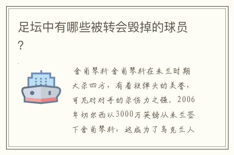 足坛中有哪些被转会毁掉的球员?