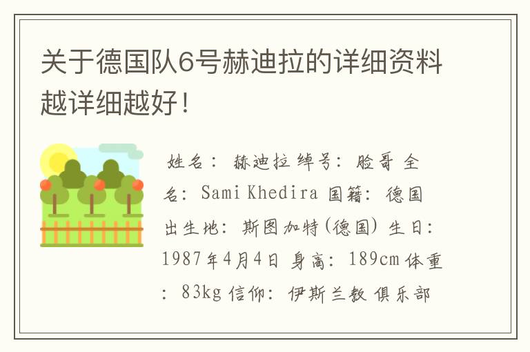 关于德国队6号赫迪拉的详细资料越详细越好!