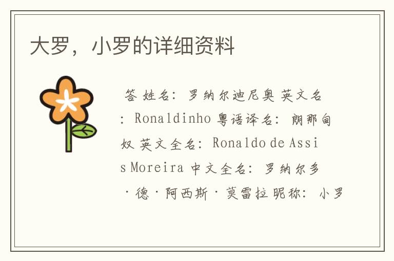 大罗,小罗的详细资料
