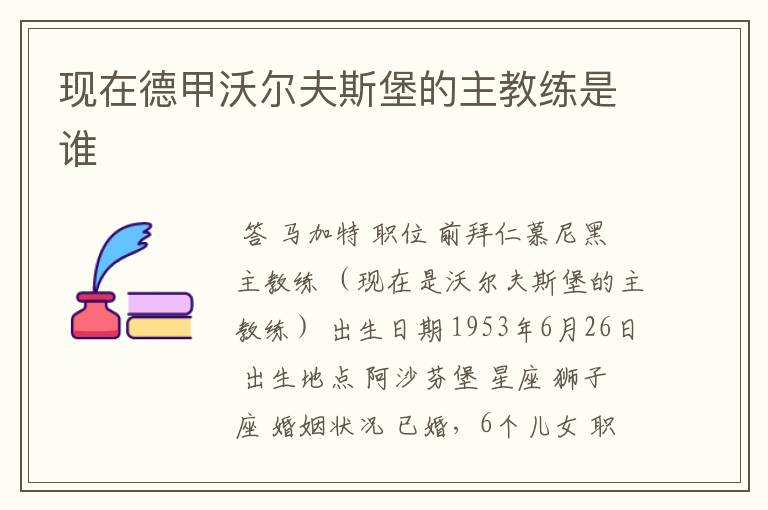 现在德甲沃尔夫斯堡的主教练是谁