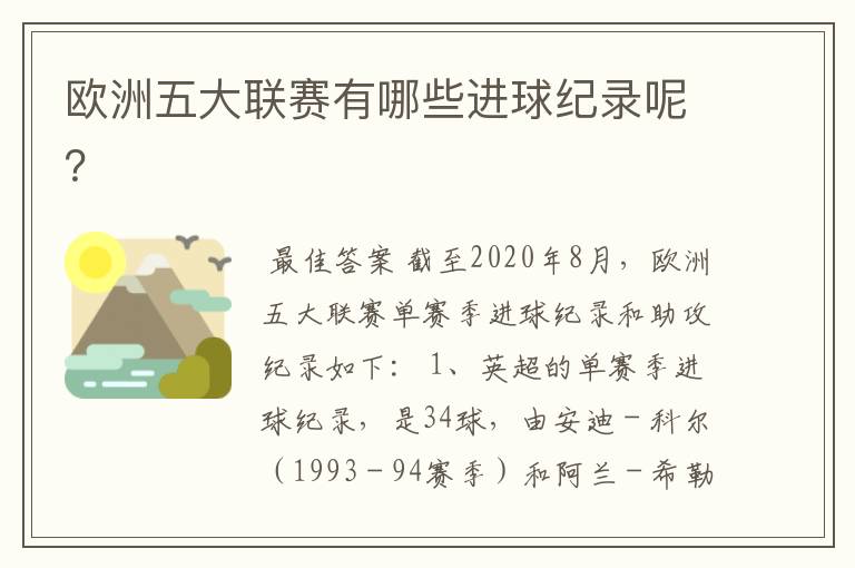 欧洲五大联赛有哪些进球纪录呢?