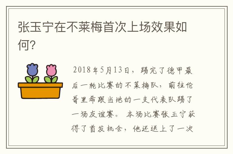 张玉宁在不莱梅首次上场效果如何?