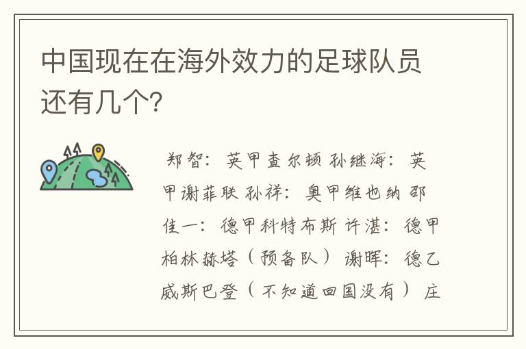中国现在在海外效力的足球队员还有几个?