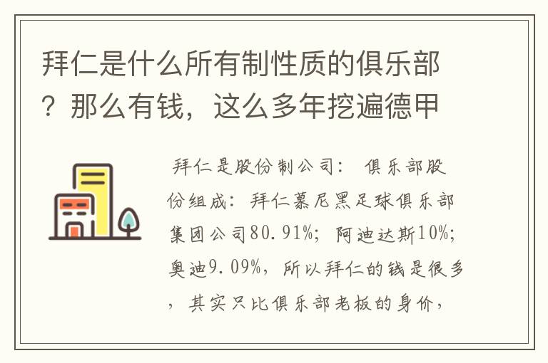 拜仁是什么所有制性质的俱乐部?那么有钱,这么多年挖遍德甲的人才?