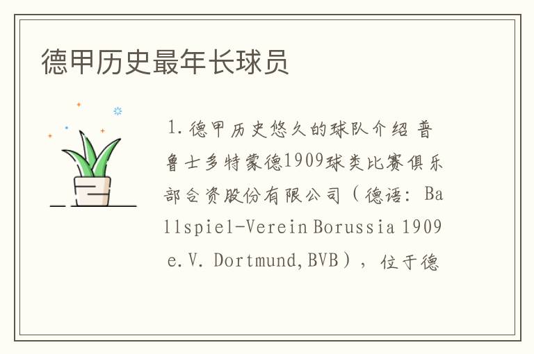 德甲历史最年长球员