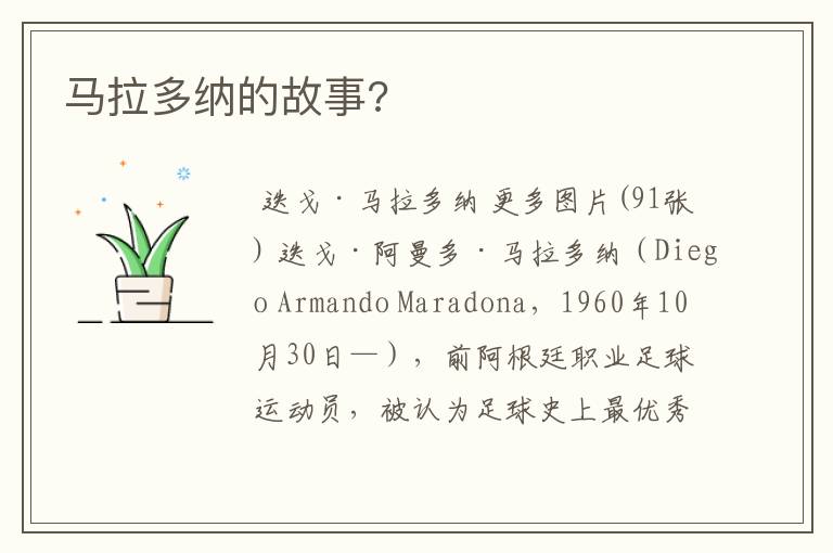 马拉多纳的故事?