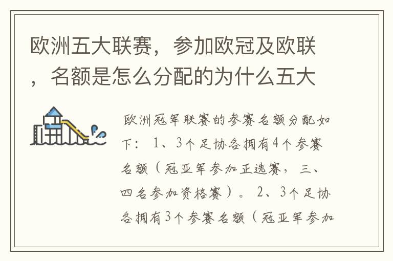 欧洲五大联赛,参加欧冠及欧联,名额是怎么分配的为什么五大联赛只有法甲