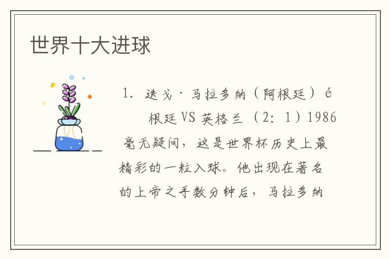 世界十大进球