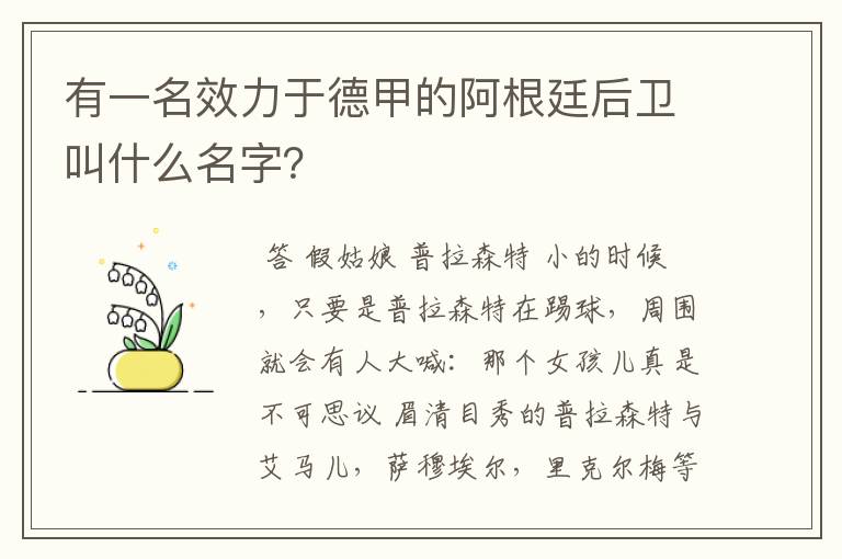 有一名效力于德甲的阿根廷后卫叫什么名字?