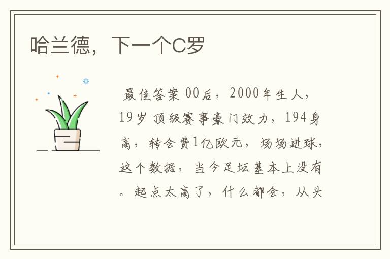 哈兰德,下一个C罗