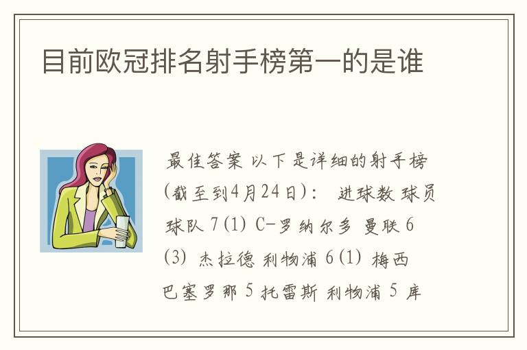 目前欧冠排名射手榜第一的是谁