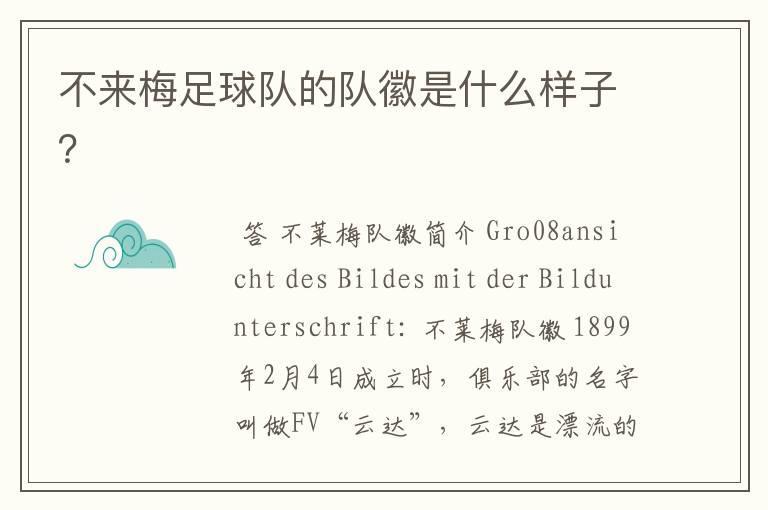 不来梅足球队的队徽是什么样子?