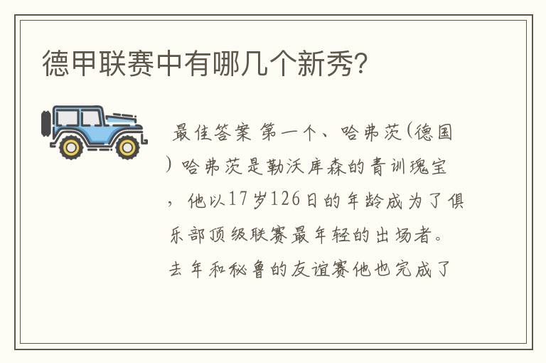 德甲联赛中有哪几个新秀?
