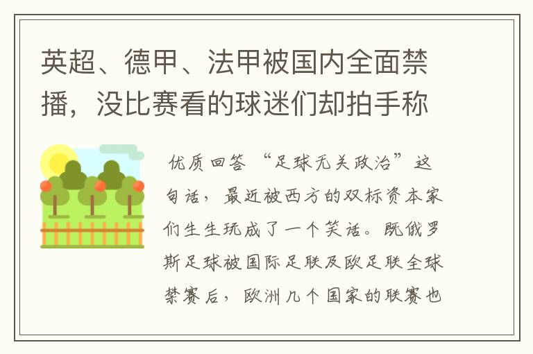 英超、德甲、法甲被国内全面禁播,没比赛看的球迷们却拍手称快