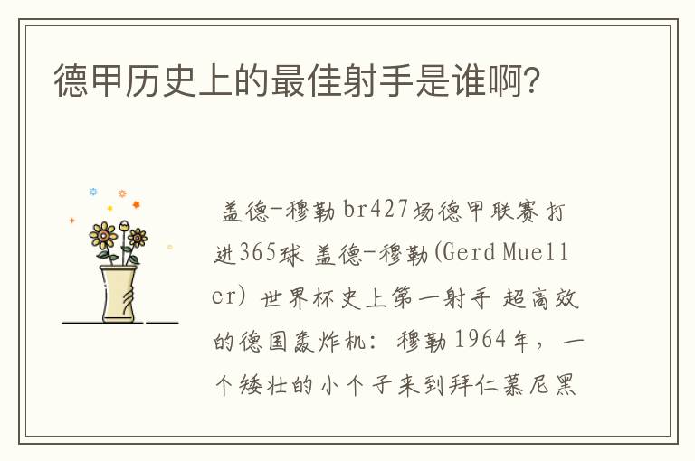 德甲历史上的最佳射手是谁啊?
