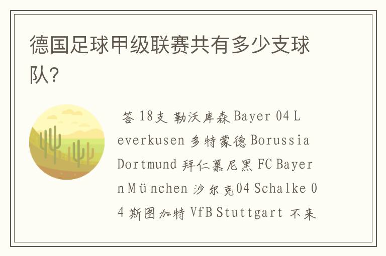 德国足球甲级联赛共有多少支球队?