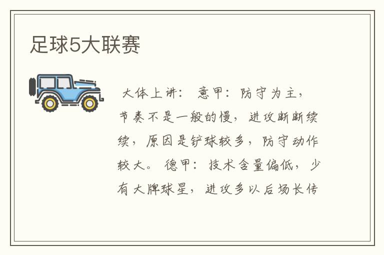 足球5大联赛