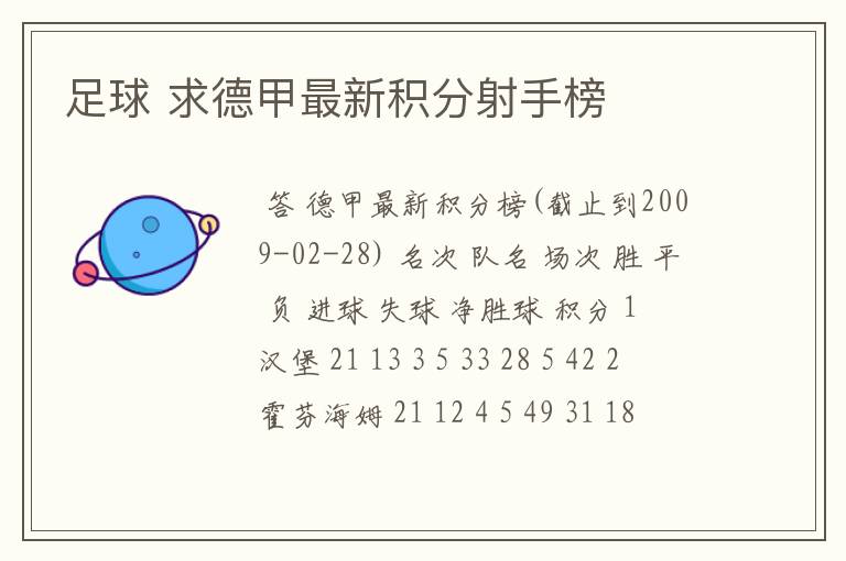 足球 求德甲最新积分射手榜