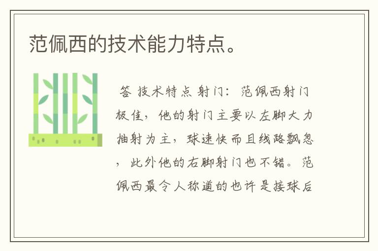 范佩西的技术能力特点。