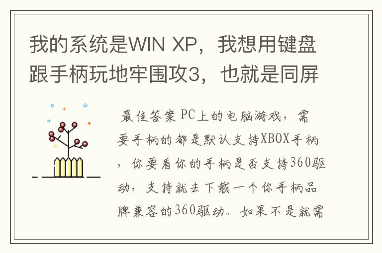 我的系统是WIN XP,我想用键盘跟手柄玩地牢围攻3,也就是同屏双人单机游戏,我的手柄是德甲士WS-Y2。