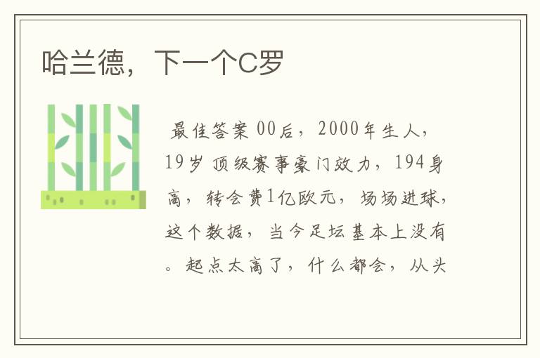 哈兰德,下一个C罗