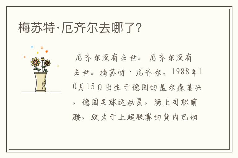 梅苏特·厄齐尔去哪了?
