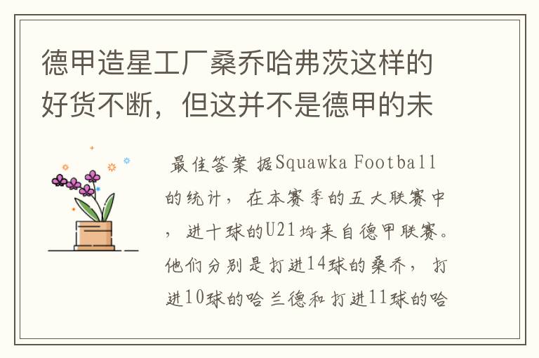 德甲造星工厂桑乔哈弗茨这样的好货不断,但这并不是德甲的未来