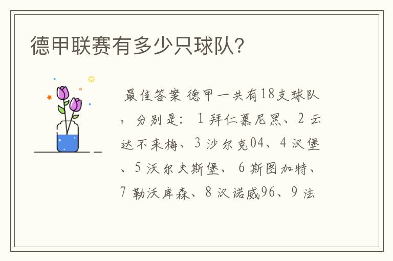 德甲联赛有多少只球队？