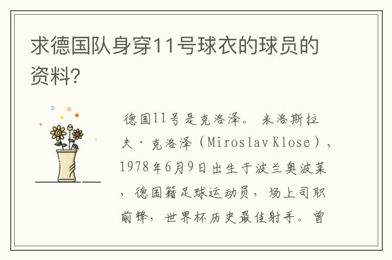 求德国队身穿11号球衣的球员的资料?