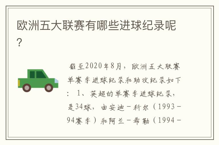 欧洲五大联赛有哪些进球纪录呢?