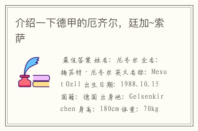 介绍一下德甲的厄齐尔,廷加~索萨