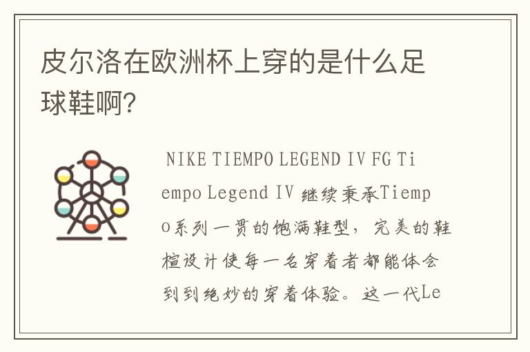 皮尔洛在欧洲杯上穿的是什么足球鞋啊?