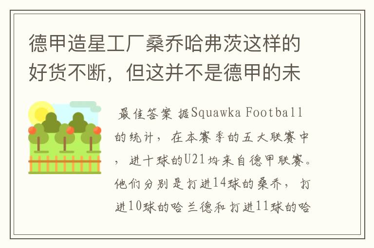 德甲造星工厂桑乔哈弗茨这样的好货不断,但这并不是德甲的未来