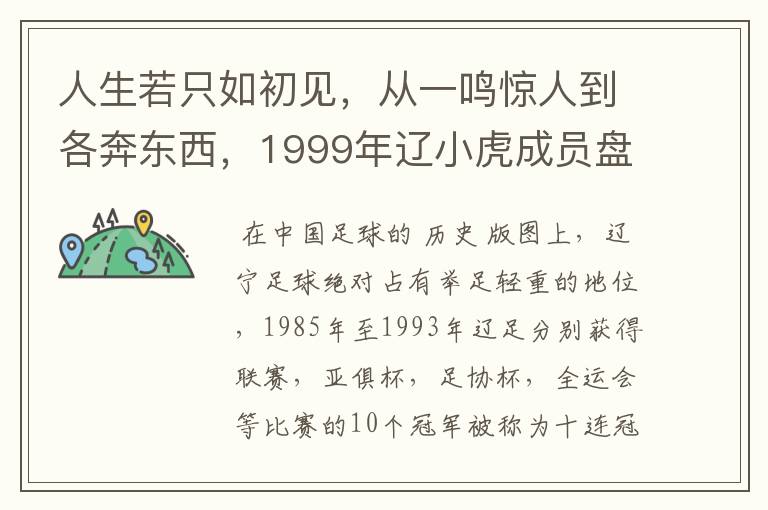 人生若只如初见,从一鸣惊人到各奔东西,1999年辽小虎成员盘点