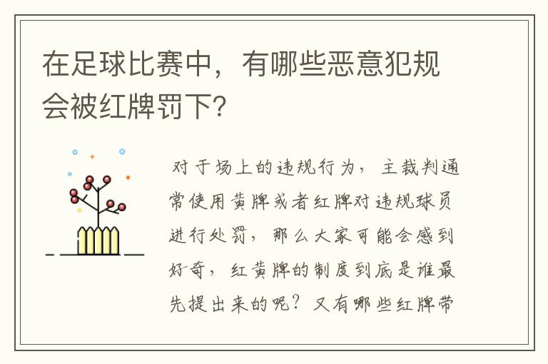 在足球比赛中,有哪些恶意犯规会被红牌罚下?