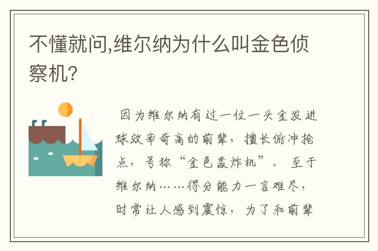 不懂就问,维尔纳为什么叫金色侦察机?
