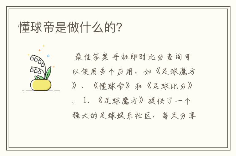 懂球帝是做什么的?