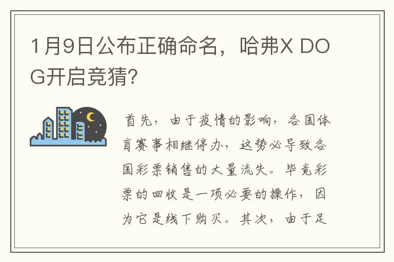 1月9日公布正确命名,哈弗X DOG开启竞猜?