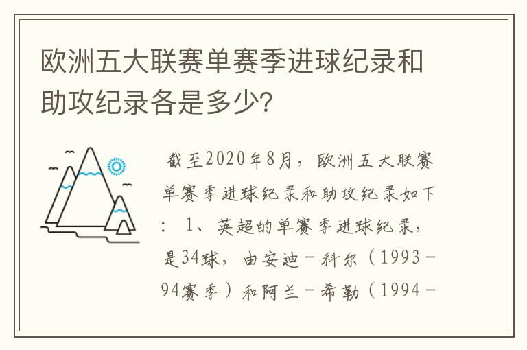 欧洲五大联赛单赛季进球纪录和助攻纪录各是多少?