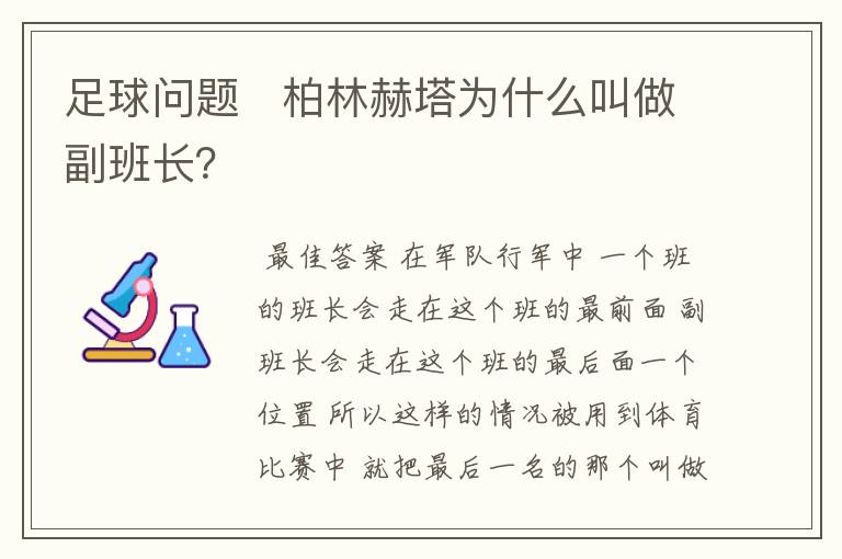 足球问题 柏林赫塔为什么叫做副班长?