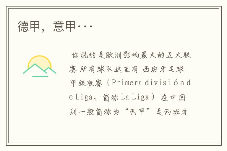 德甲,意甲···