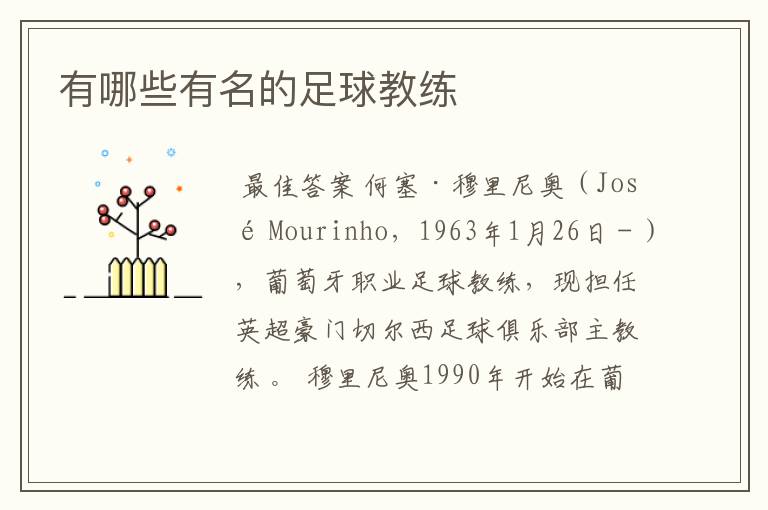 有哪些有名的足球教练
