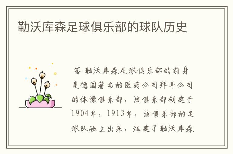 勒沃库森足球俱乐部的球队历史