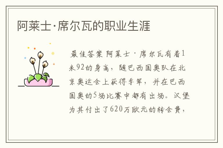 阿莱士·席尔瓦的职业生涯